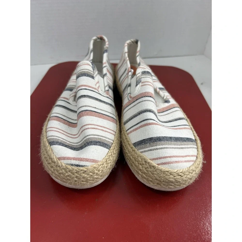 Esprit Shoes Womens Size 7 Striped Canvas Espadrilles Flat Slip On Summer Casual
